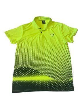 JEANSIAN Men's Golf Shirt Size Large Neon Yellow Regular Fit Sport Dri Stretchy